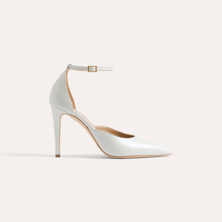 ALMA PEARLISED WHITE PUMP PEARL ANKLETS 90