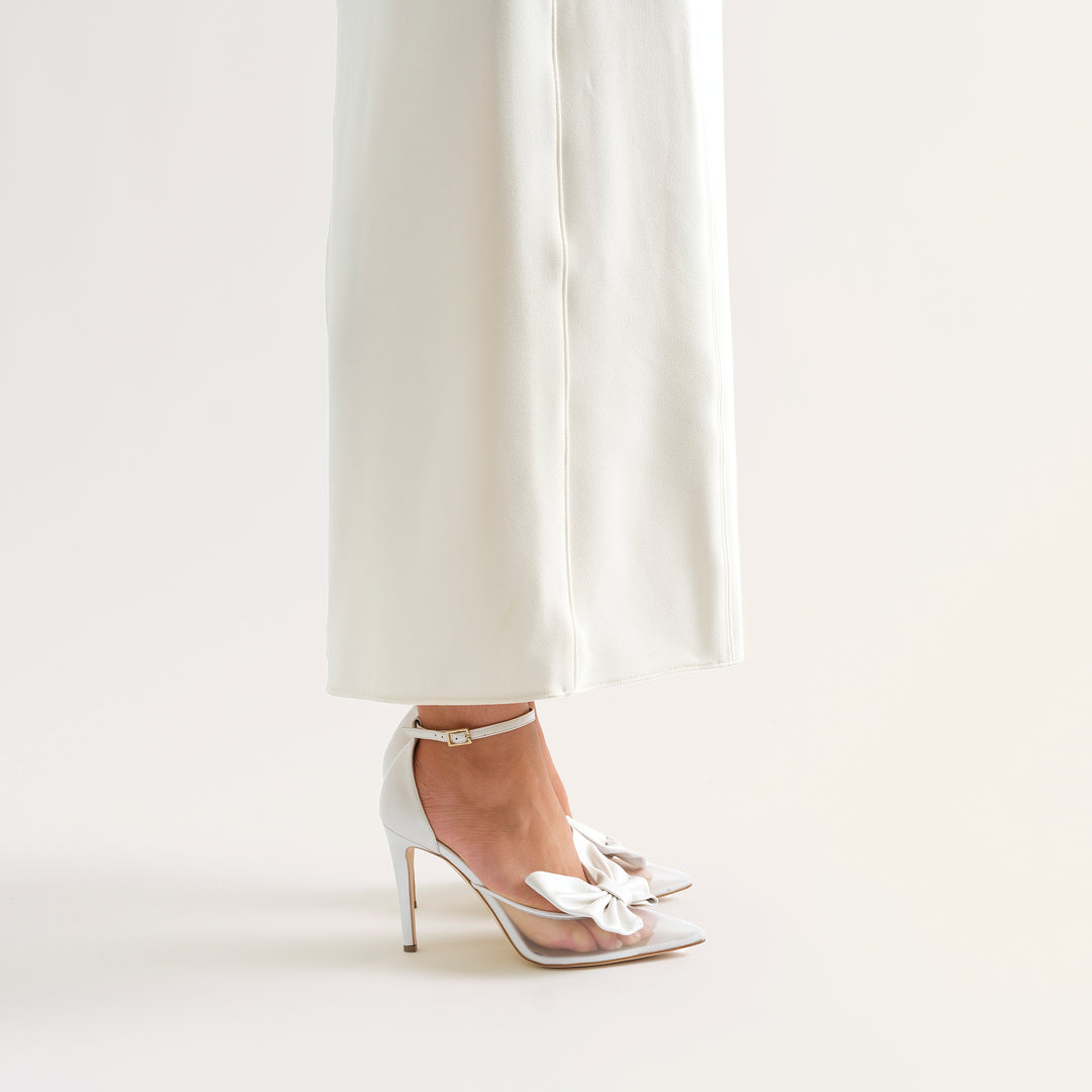 ALMA WHITE MESH PUMP BUTTERFLY BOWS 90