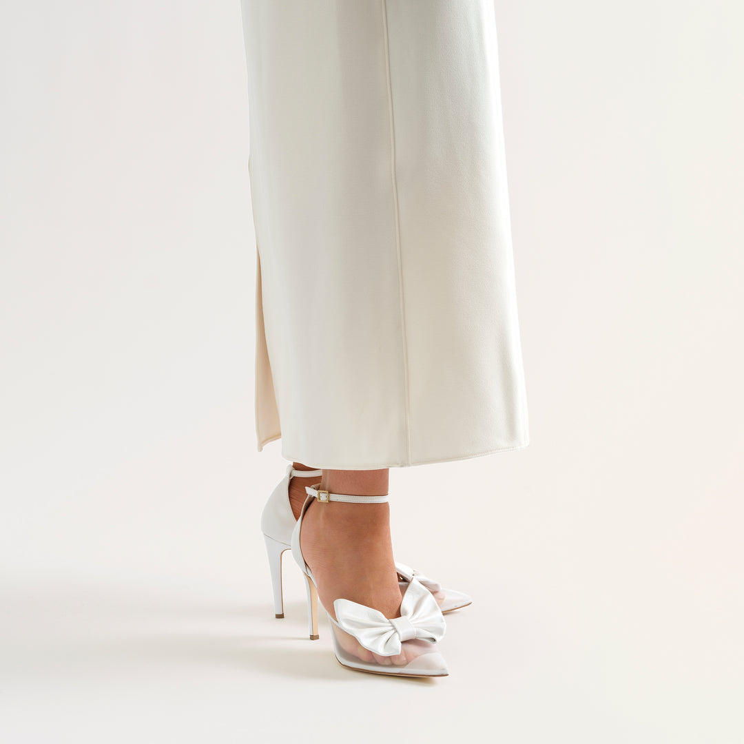 ALMA WHITE MESH PUMP BUTTERFLY BOWS 90