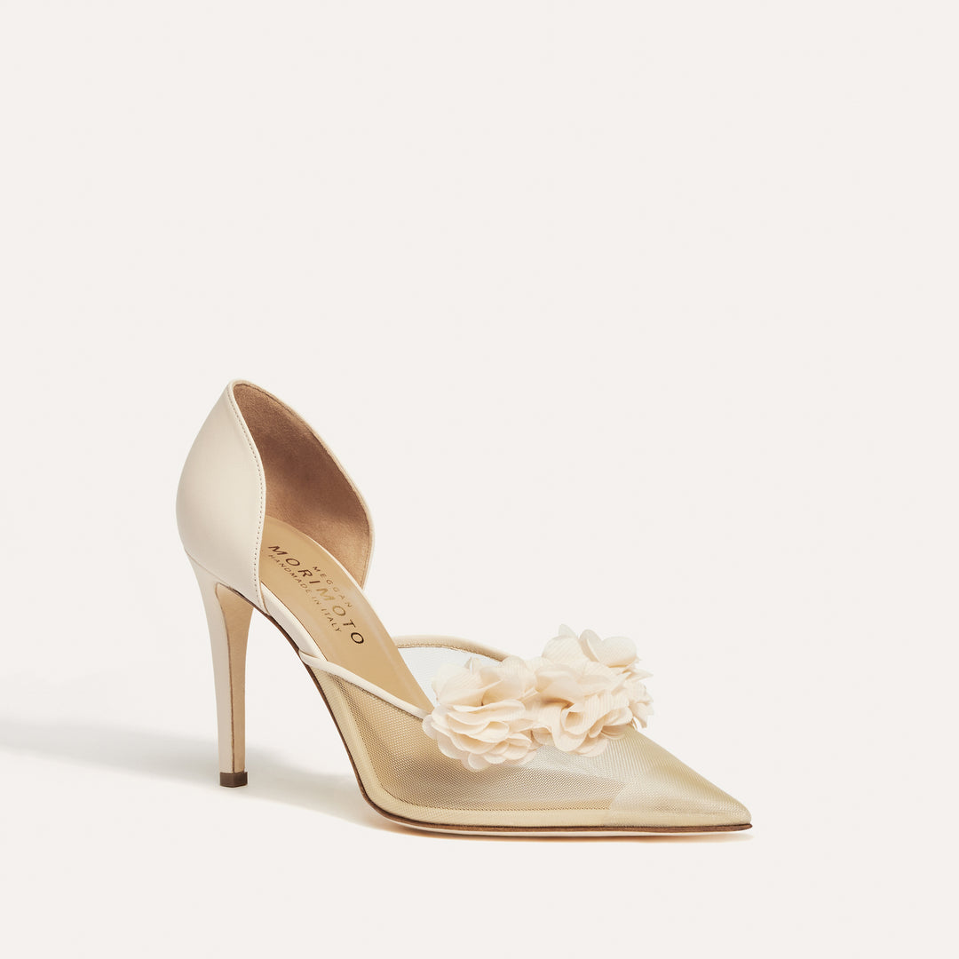 Bianca Beige Mesh Pump Beige Blossoms Meggan Morimoto