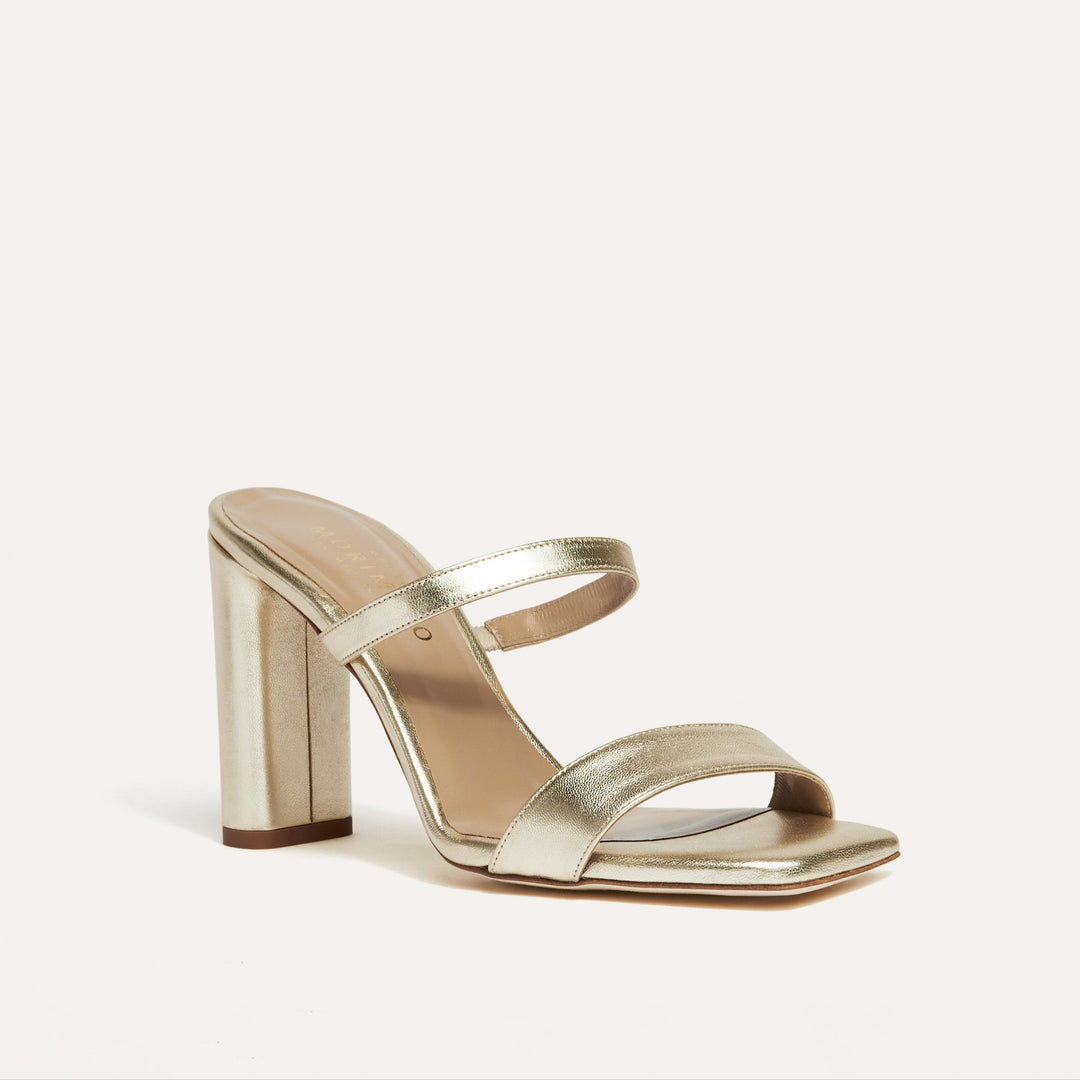 MARTINA PALE GOLD MULE SANDAL WHITE BUTTERFLY BOW