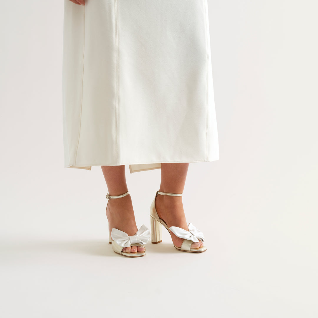 TATIANA PALE GOLD SANDAL BUTTERFLY BOWS