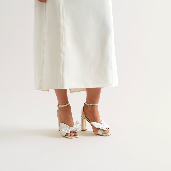 TATIANA PALE GOLD SANDAL BUTTERFLY BOWS