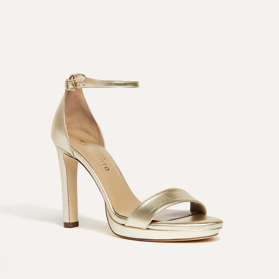 Victoria Pale Gold Platform Wedding Sandal Meggan Morimoto