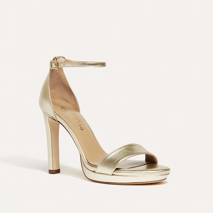 Victoria Pale Gold Platform Wedding Sandal Meggan Morimoto