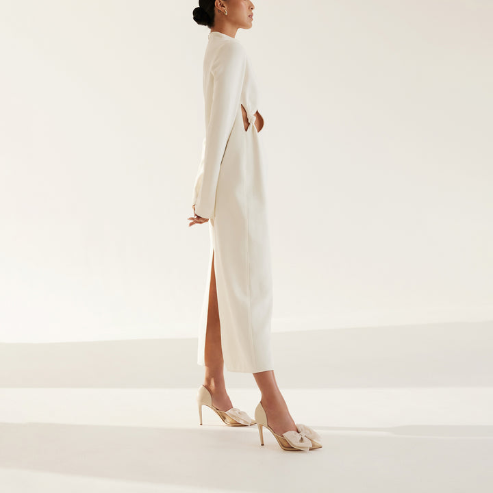 Bianca Beige Mesh Pump White Tulle Bow Meggan Morimoto