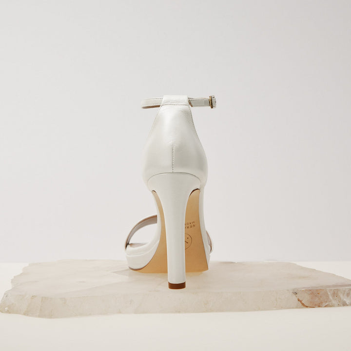 Victoria white platform wedding sandals back Meggan Morimoto