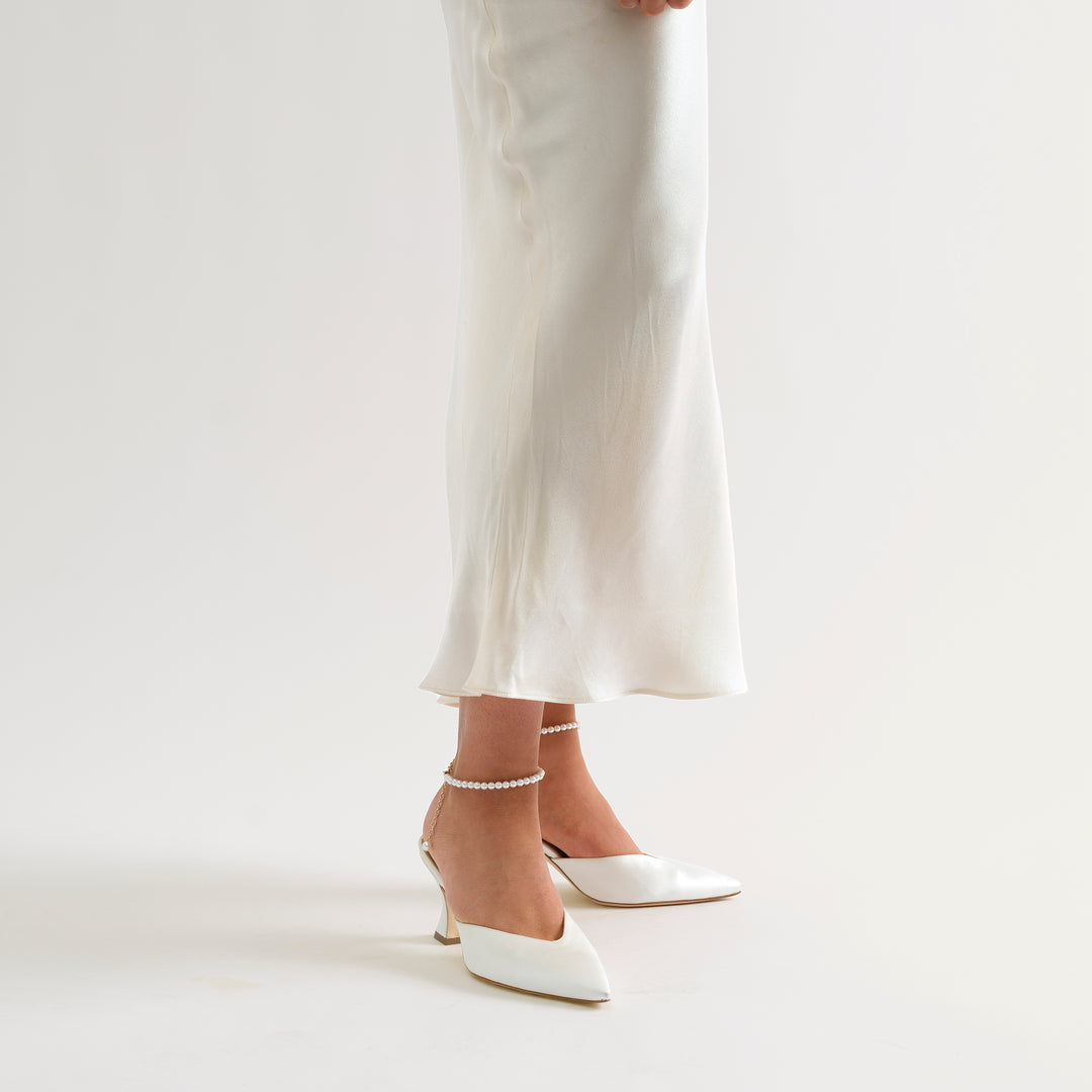 ALIX IVORY MULE PUMP PEARL ANKLETS 80