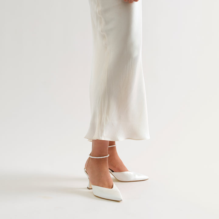 ALIX IVORY MULE PUMP PEARL ANKLETS 80