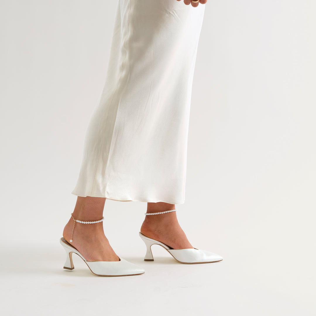 ALIX IVORY MULE PUMP PEARL ANKLETS 80