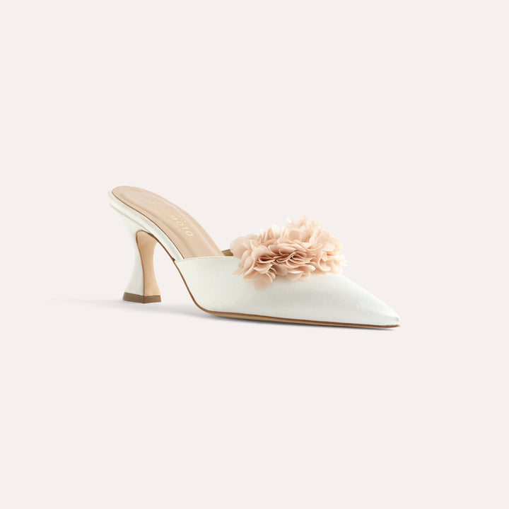 ALIX IVORY MULE PUMP BEIGE BLOSSOMS 80