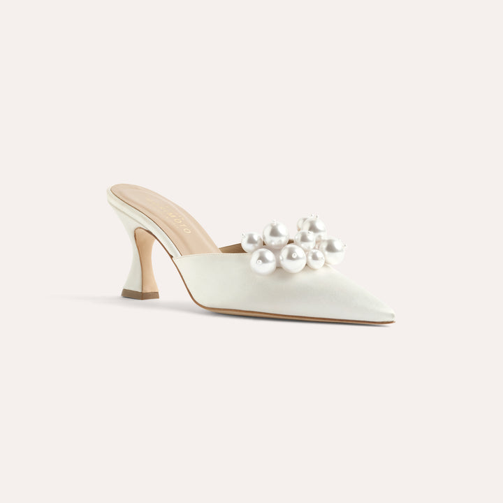 ALIX IVORY MULE PUMP PEARL CRESCENTS 80