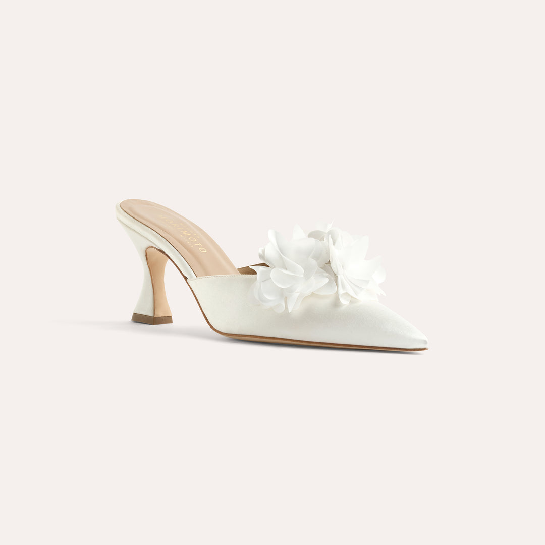 ALIX IVORY MULE PUMP WHITE BLOSSOMS 80