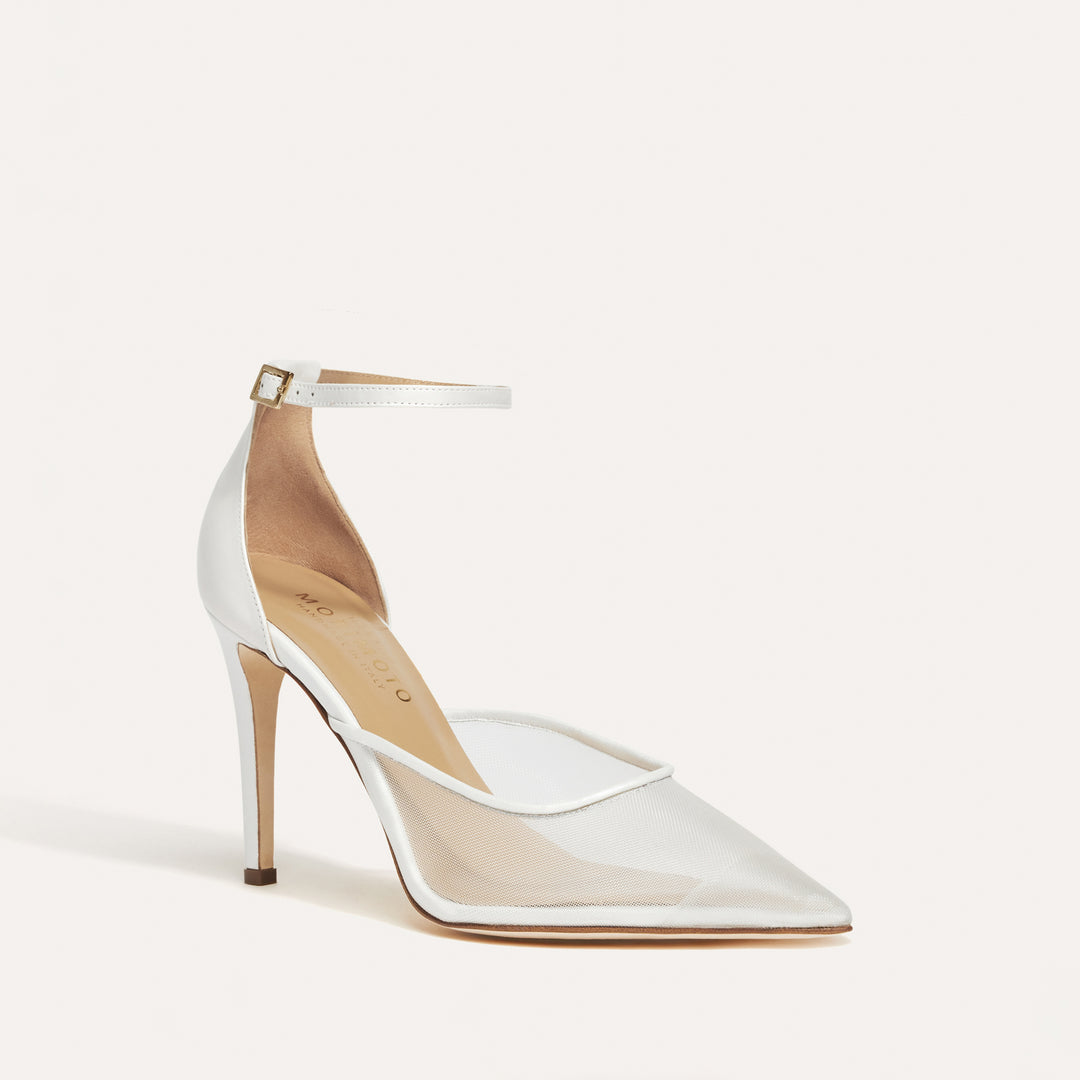 Alma White Mesh Pump- Meggan Morimoto