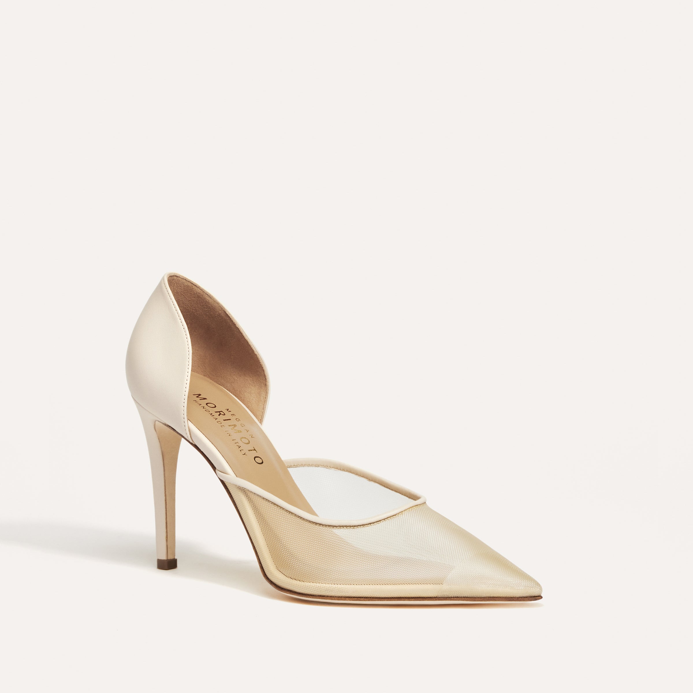 ALMA WHITE MESH BRIDAL PUMPS Meggan Morimoto