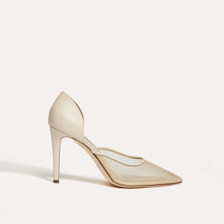 Bianca Beige Mesh Bridal Pump Meggan Morimoto