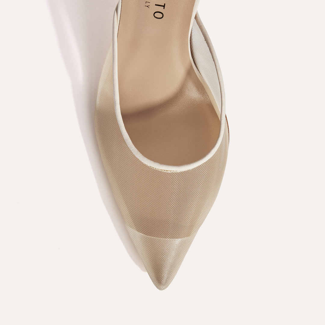 Bianca Beige Mesh Pump Meggan Morimoto