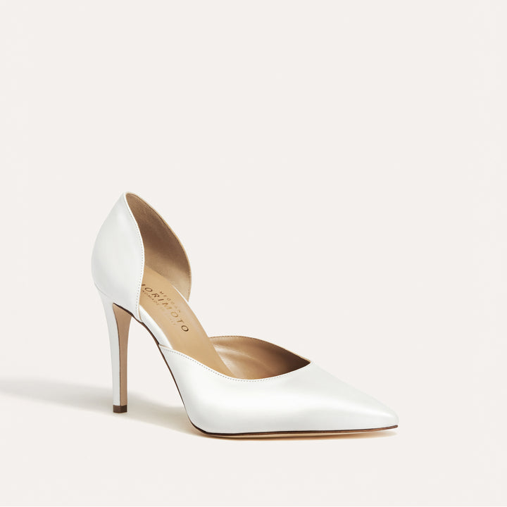 Bianca White Leather Bridal Pumps Meggan Morimoto