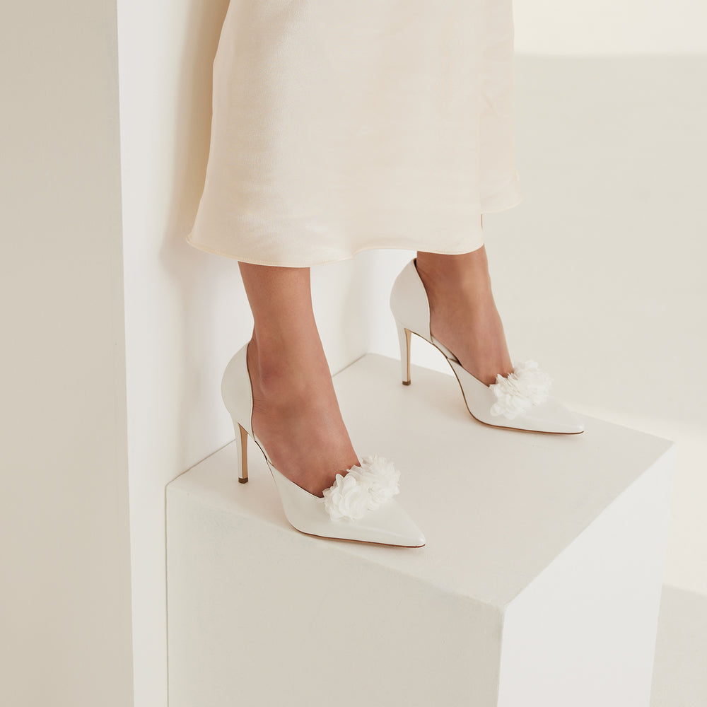 Bianca White Bridal Pump White Blossoms Meggan Morimoto