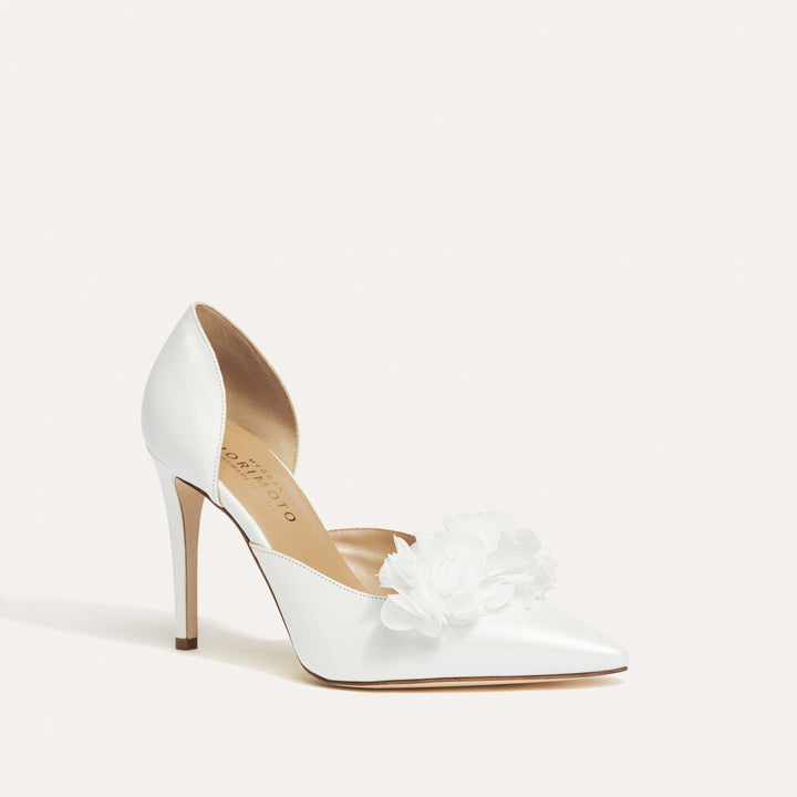 Bianca White Bridal Pump Detachable White Blossoms Meggan Morimoto