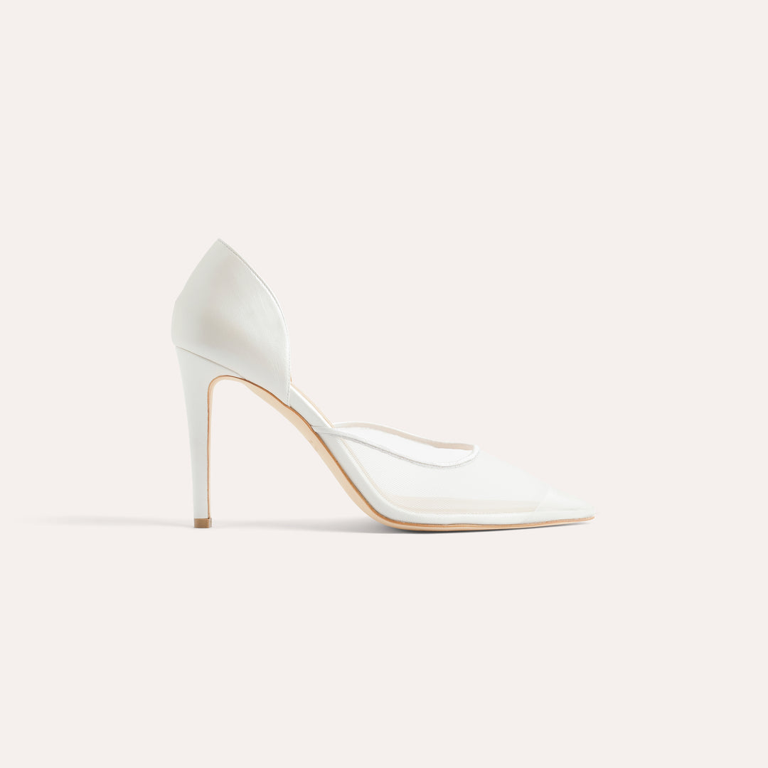 BIANCA WHITE MESH PUMP WHITE BUTTERFLY BOW