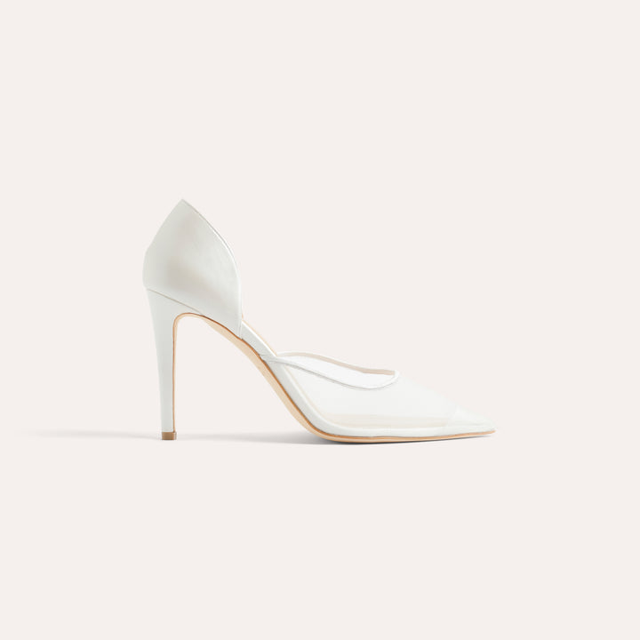 BIANCA WHITE MESH PUMP WHITE BUTTERFLY BOW