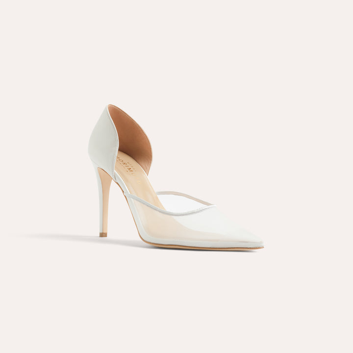 BIANCA WHITE MESH PUMP WHITE BUTTERFLY BOW