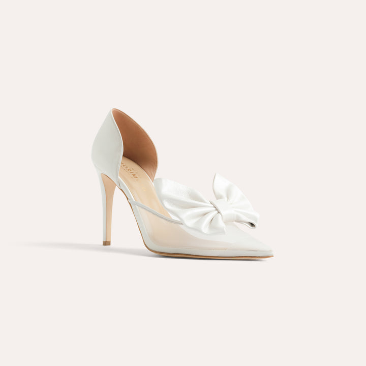 BIANCA WHITE MESH PUMP WHITE BUTTERFLY BOW