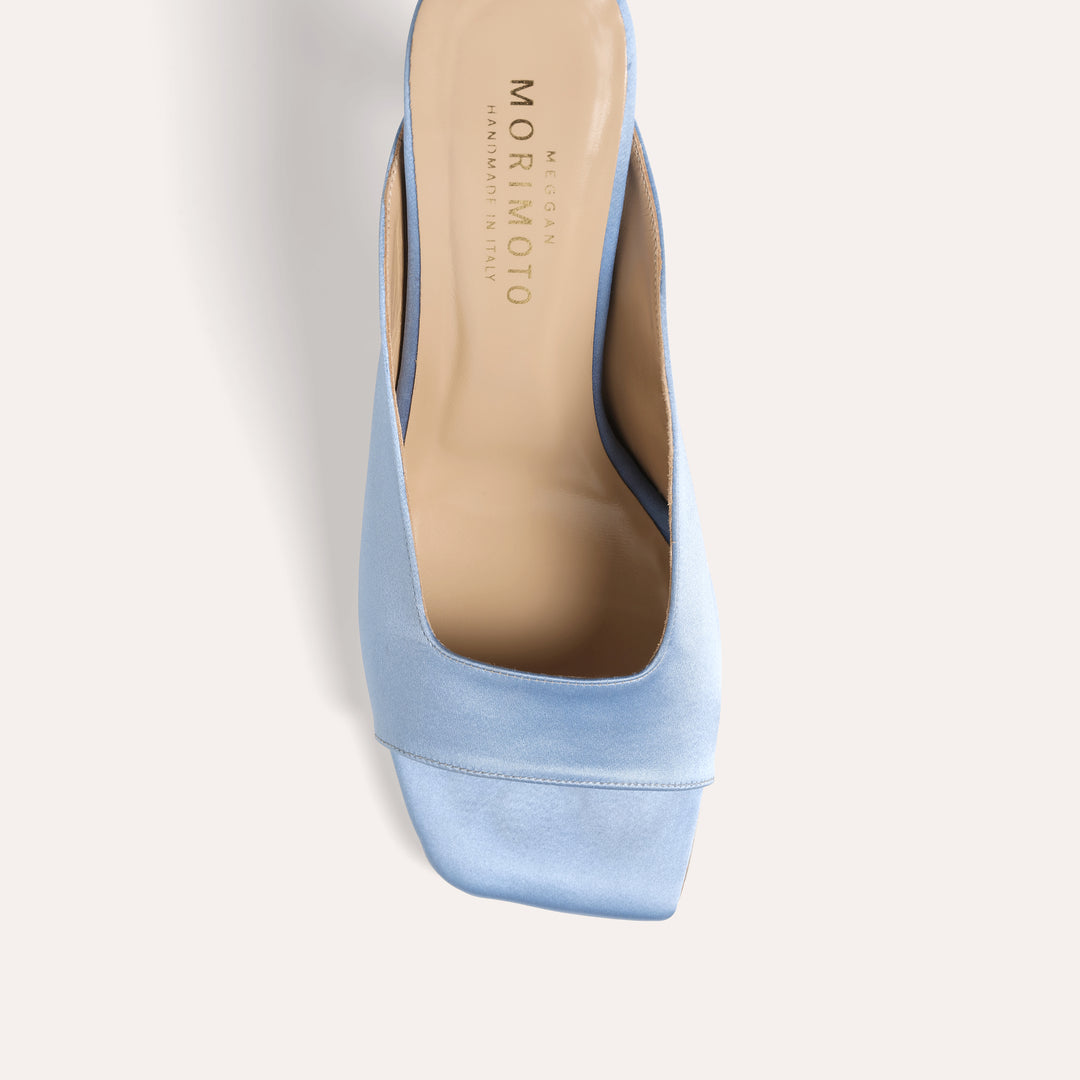 CHERIE DUSTY BLUE MULE SANDAL PEARL CLUSTERS 80