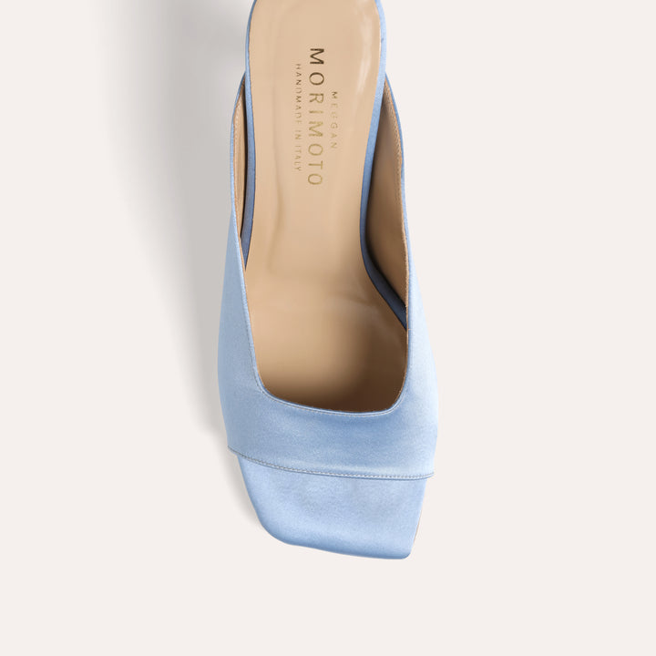 CHERIE DUSTY BLUE MULE SANDAL PEARL CLUSTERS 80