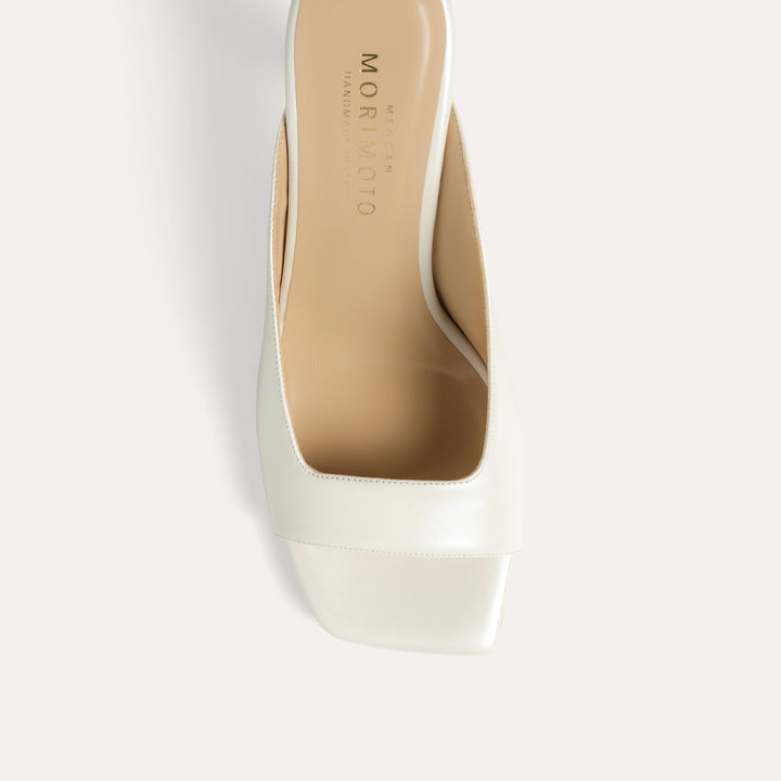 CHERIE PEARLISED WHITE MULE SANDAL PEARL ANKLETS 80