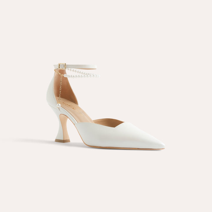 DIANA PEARLISED WHITE PUMP PEARL ANKLETS 80