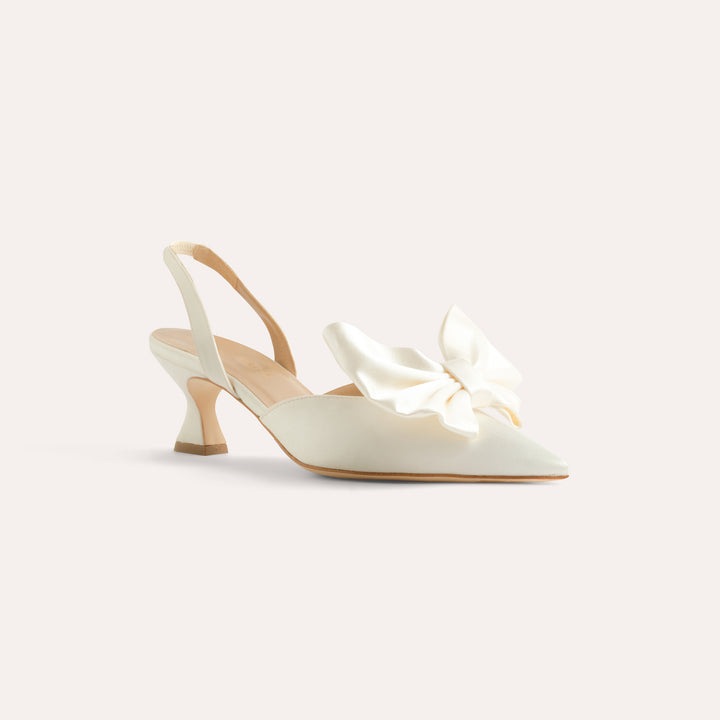 LAURA IVORY SLINGBACK PUMP BUTTERFLY BOW 50