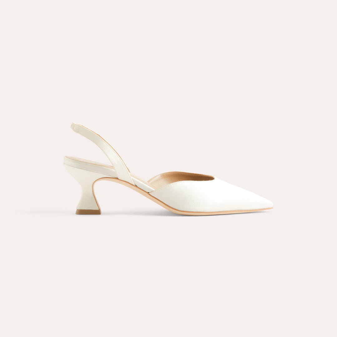LAURA IVORY SLINGBACK PUMP PEARL CRESCENT 50