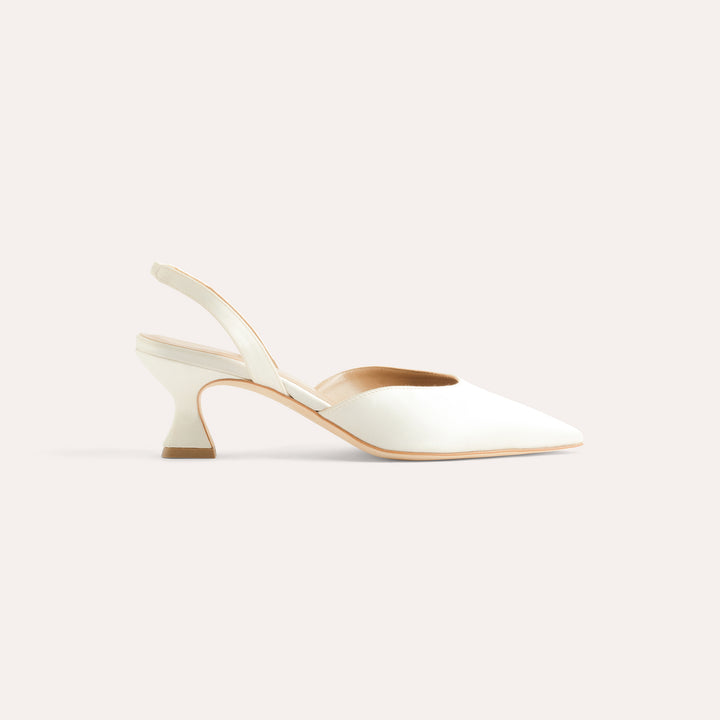 LAURA IVORY SLINGBACK PUMP PEARL CRESCENT 50