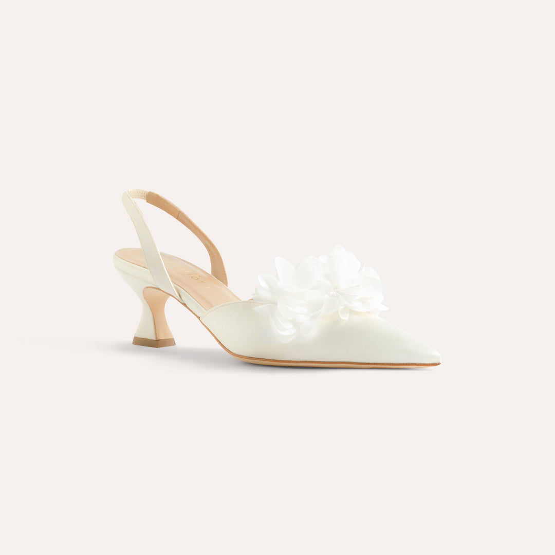 LAURA IVORY SLINGBACK PUMP WHITE BLOSSOMS 50