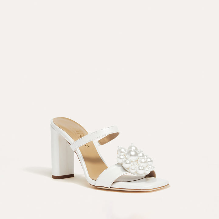 Martina Pearlised White Bridal Mule Detachable Pearl Clusters Meggan Morimoto