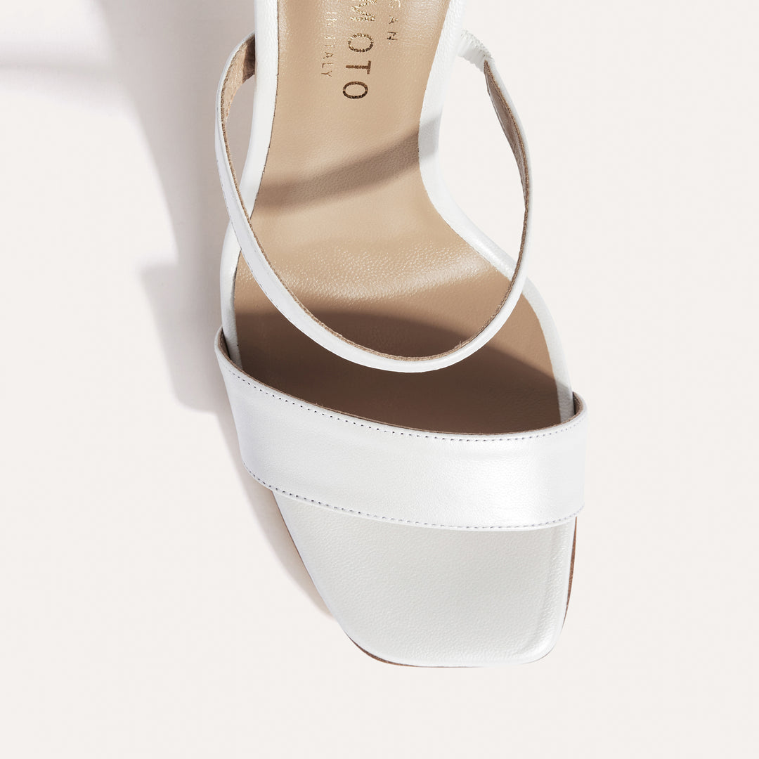 Martina Pearlised White Bridal Mule Top Meggan Morimoto