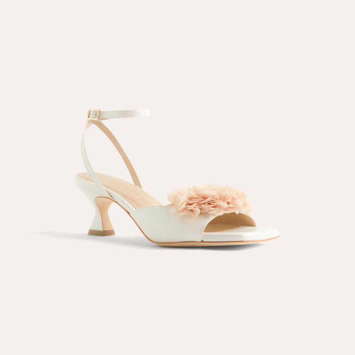 REMI PEARLISED WHITE SANDAL BEIGE BLOSSOM CRESCENTS 50