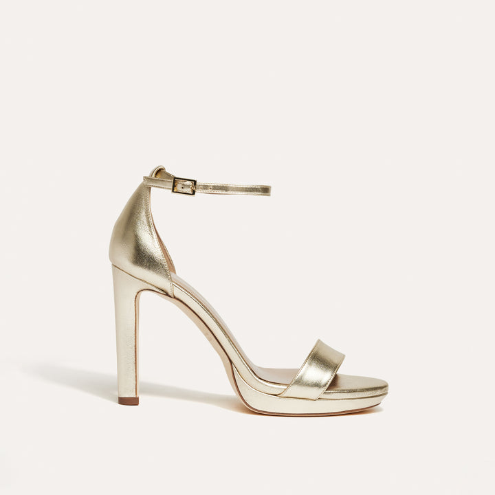 Victoria Pale Gold Platform Bridal Sandal Side Meggan Morimoto