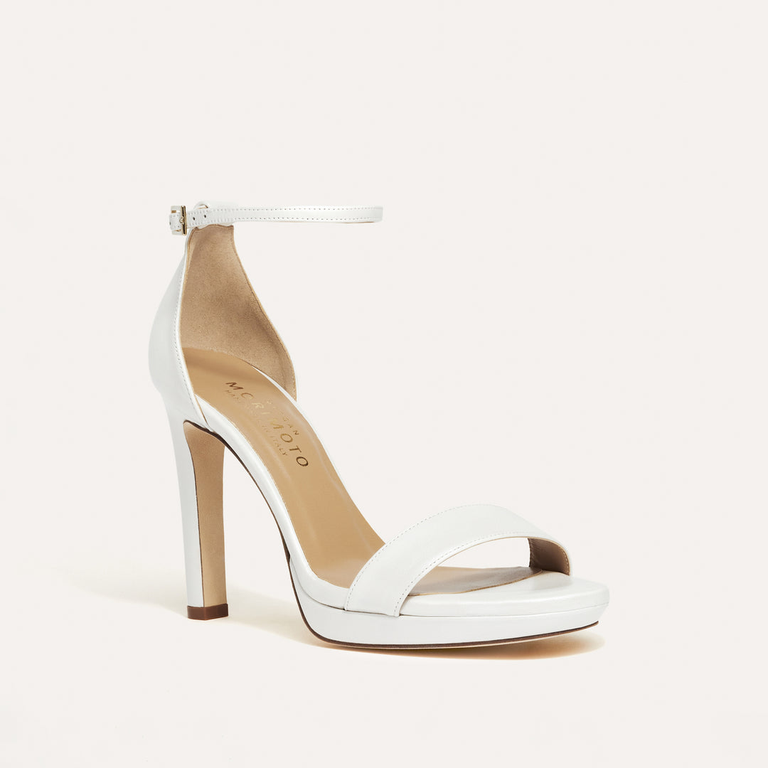 Victoria Pearlised White Platform Sandal Meggan Morimoto