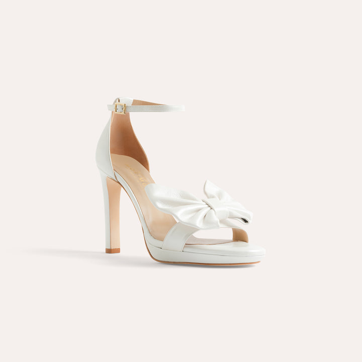 VICTORIA WHITE PLATFORM SANDAL WHITE BUTTERFLY BOW