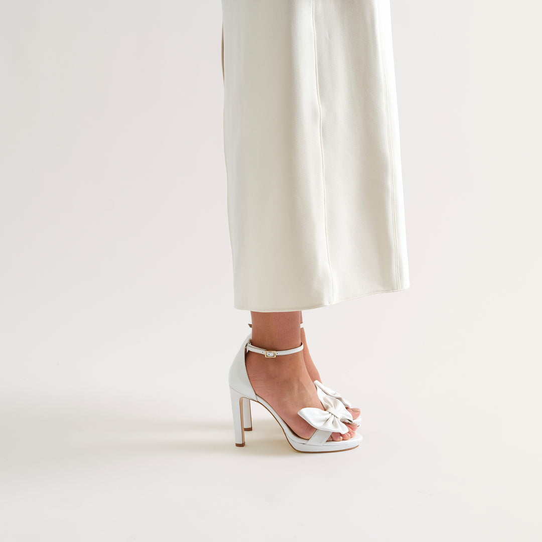 VICTORIA WHITE PLATFORM SANDAL WHITE BUTTERFLY BOW