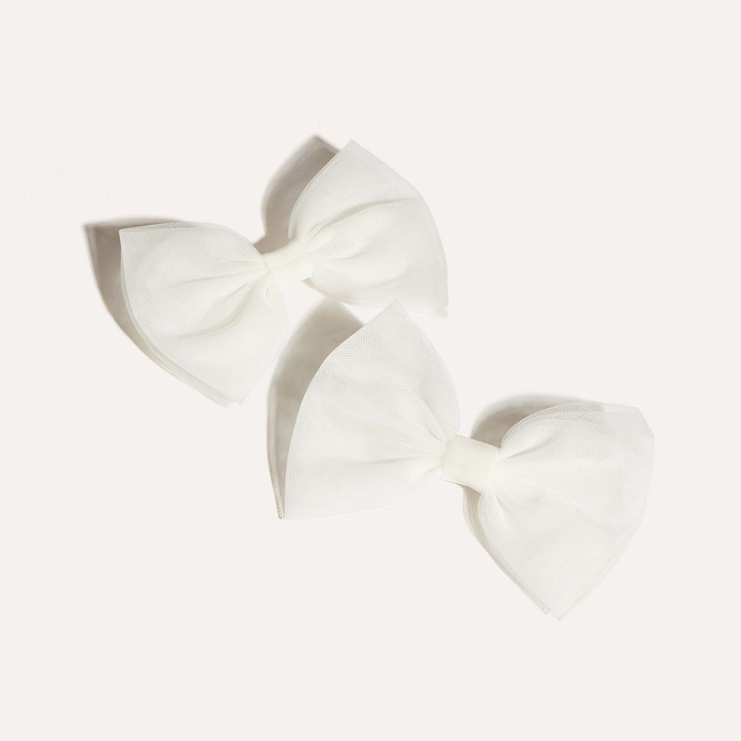 Detachable white tulle bow for wedding shoes Meggan Morimoto