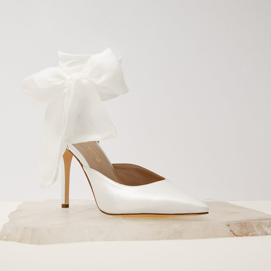 Alma Bridal Pump silk ankle wraps Meggan Morimoto