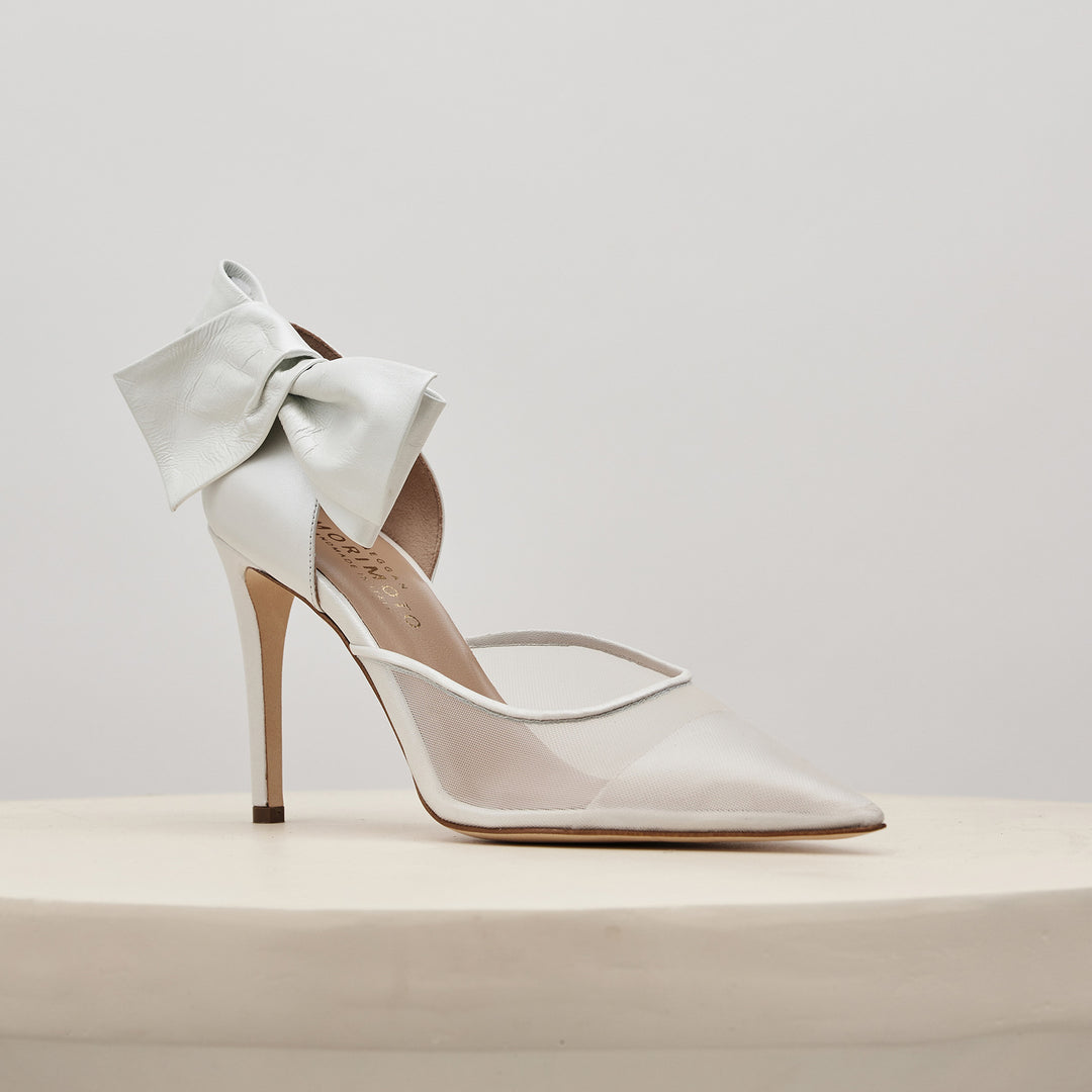 Bianca Pump Obi Bow Back Pearlised White Meggan Morimoto