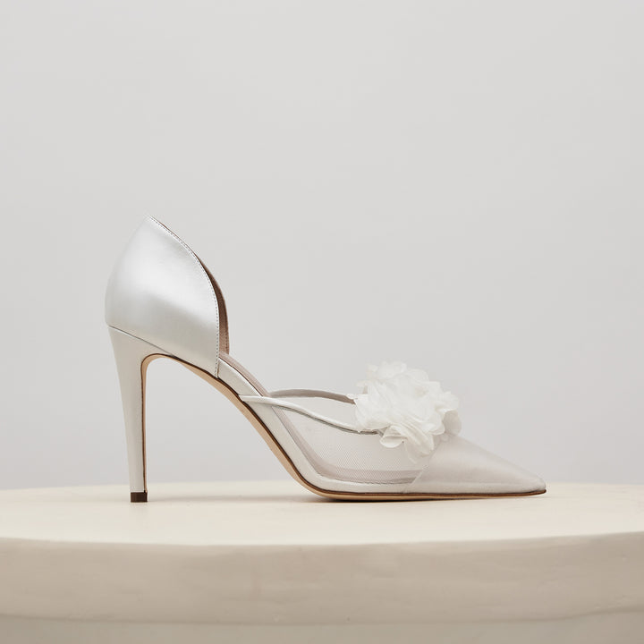 Bianca Wedding Pump White Blossom Side Meggan Morimoto