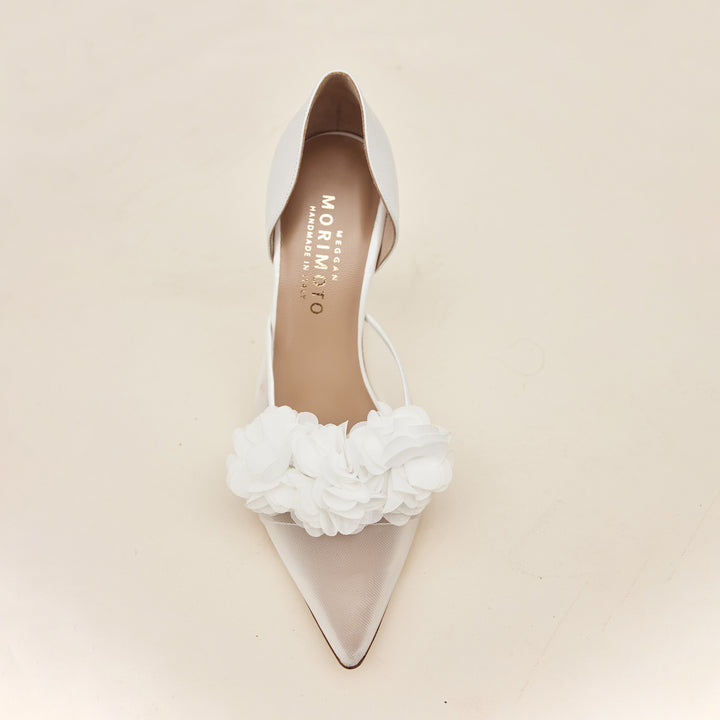 Bianca Bridal Pump Detachable White Blossoms Meggan Morimoto