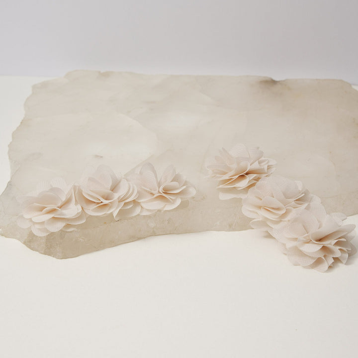 Bridal shoes accessories beige flowers Meggan Morimoto