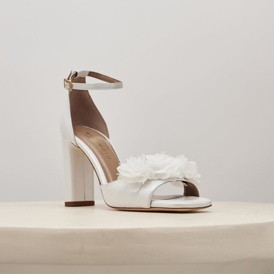 Tatiana Sandal White Blossoms Meggan Morimoto